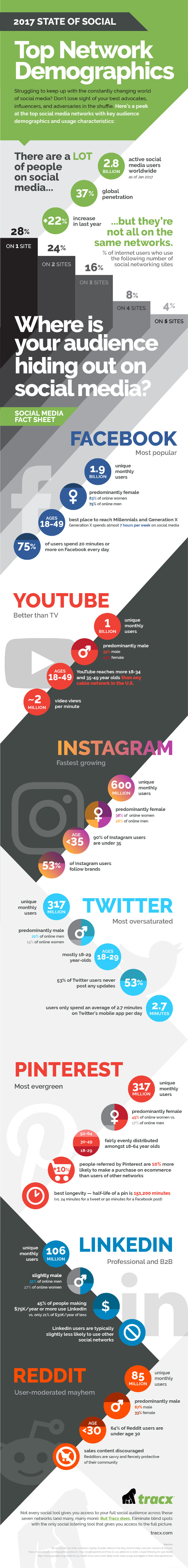 Infographic Top Social Networks by demographics