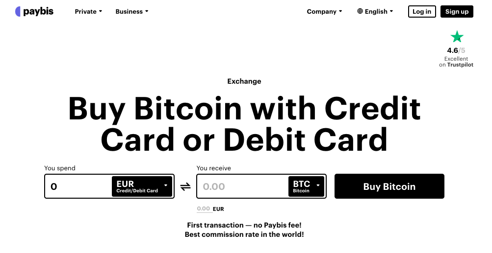 Exchange Platform Paybis Interface