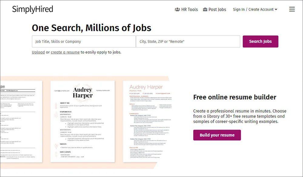 Screenshot Simply Hired Freelance Job