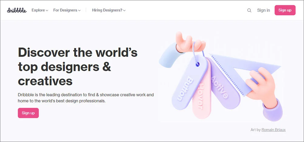 Screenshot Dribbble Freelance Job